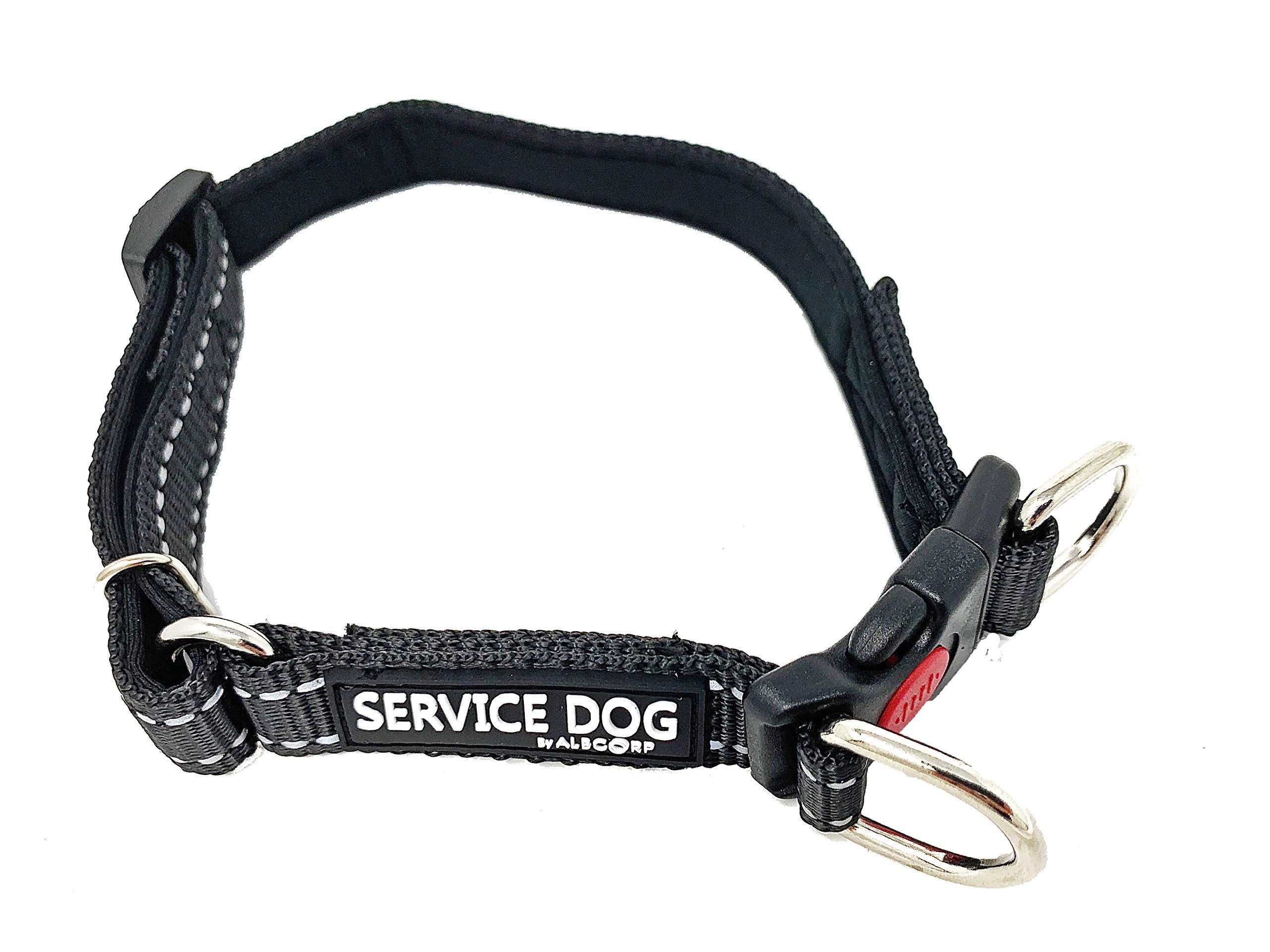 Albcorp Reflective Service Dog collar - Service Dog Rubber Patch - Durable D-Ring for Service Animal Leashes or ID Tags, Medium,