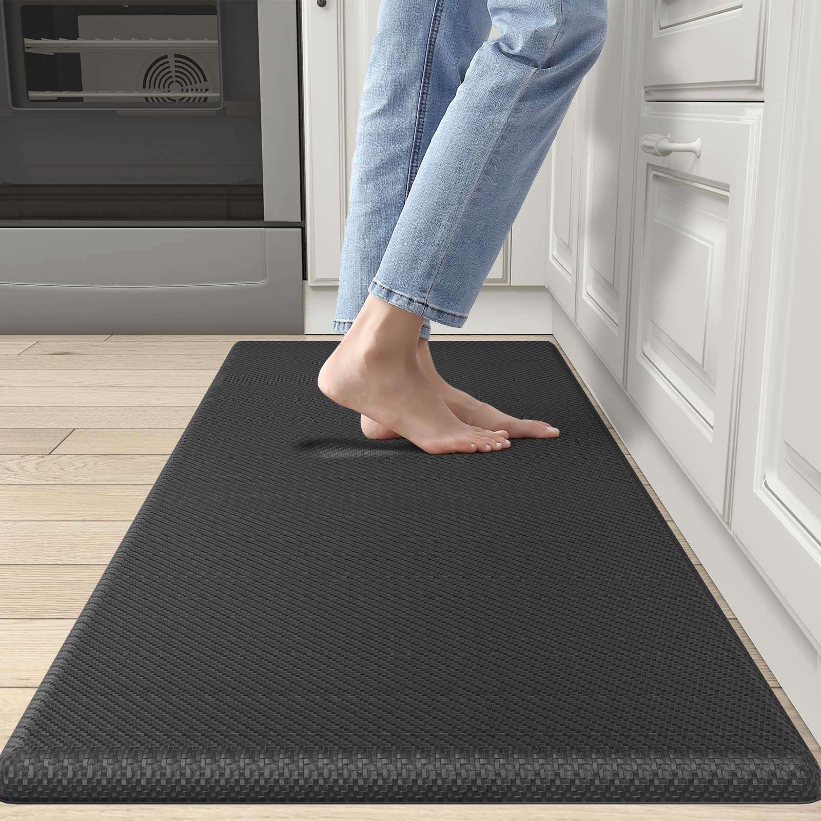 DEXI Anti Fatigue Kitchen Mat, 34 Inch Thick, Stain Resistant, Padded  cushioned Memory Foam Floor comfort Mat for Home, garage a