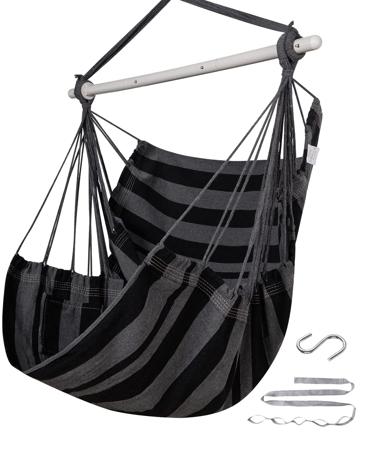 1 ADVOKAIR Hanging chair Hammock chair Swing (500 lbs Max) - comfortable  Hanging Rope Swing for Bedroom, Outdoor Patio, Porch, Dec, image size:1200x1500