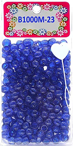 Tara Toys Tara Metallic color 12 MM Plastic Beads For Braid Hair 240 Pieces  In One Pack (Pack of 1, gLITTER BLUE)