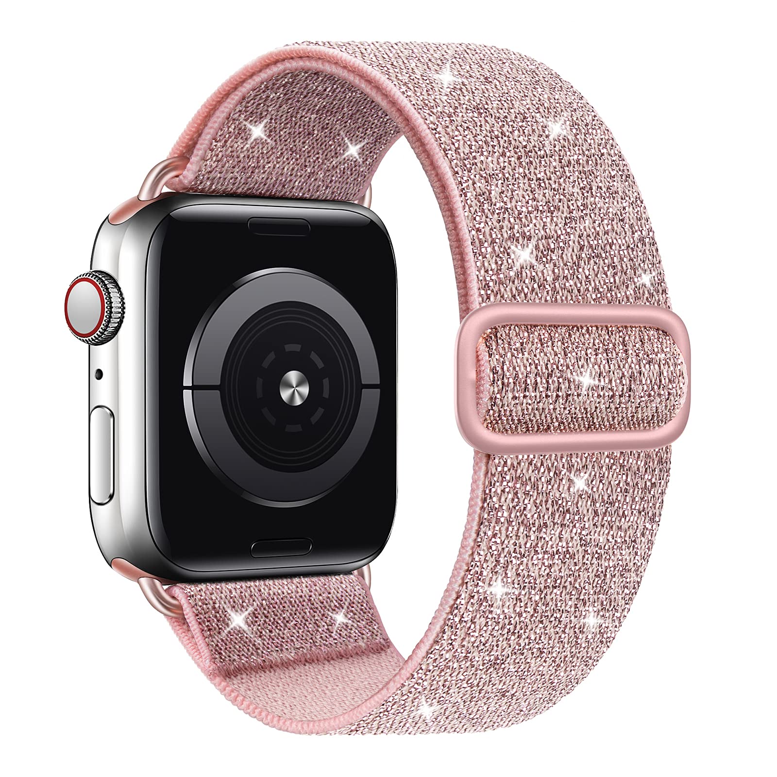 BeautyFurlife Sparkly Stretchy Nylon Solo Loop Band compatible with Apple Watch Band 38mm 40mm 42mm 44mm 45mm 49mm,Adjustable Braided Sport Re