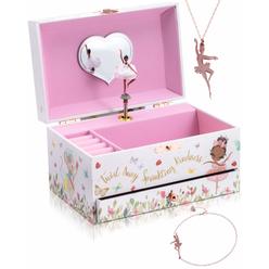 The Memory Building company Music Box - Ballerina Jewelry Box for girls and Boys wMatching Necklace and Bracelet - gifts for gir