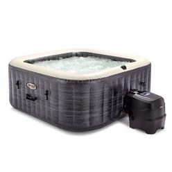 Intex 28449EP PureSpa Plus 4 Person Portable Inflatable Square Hot Tub Spa with 170 Bubble Jets and Built in Heater Pump, greyst