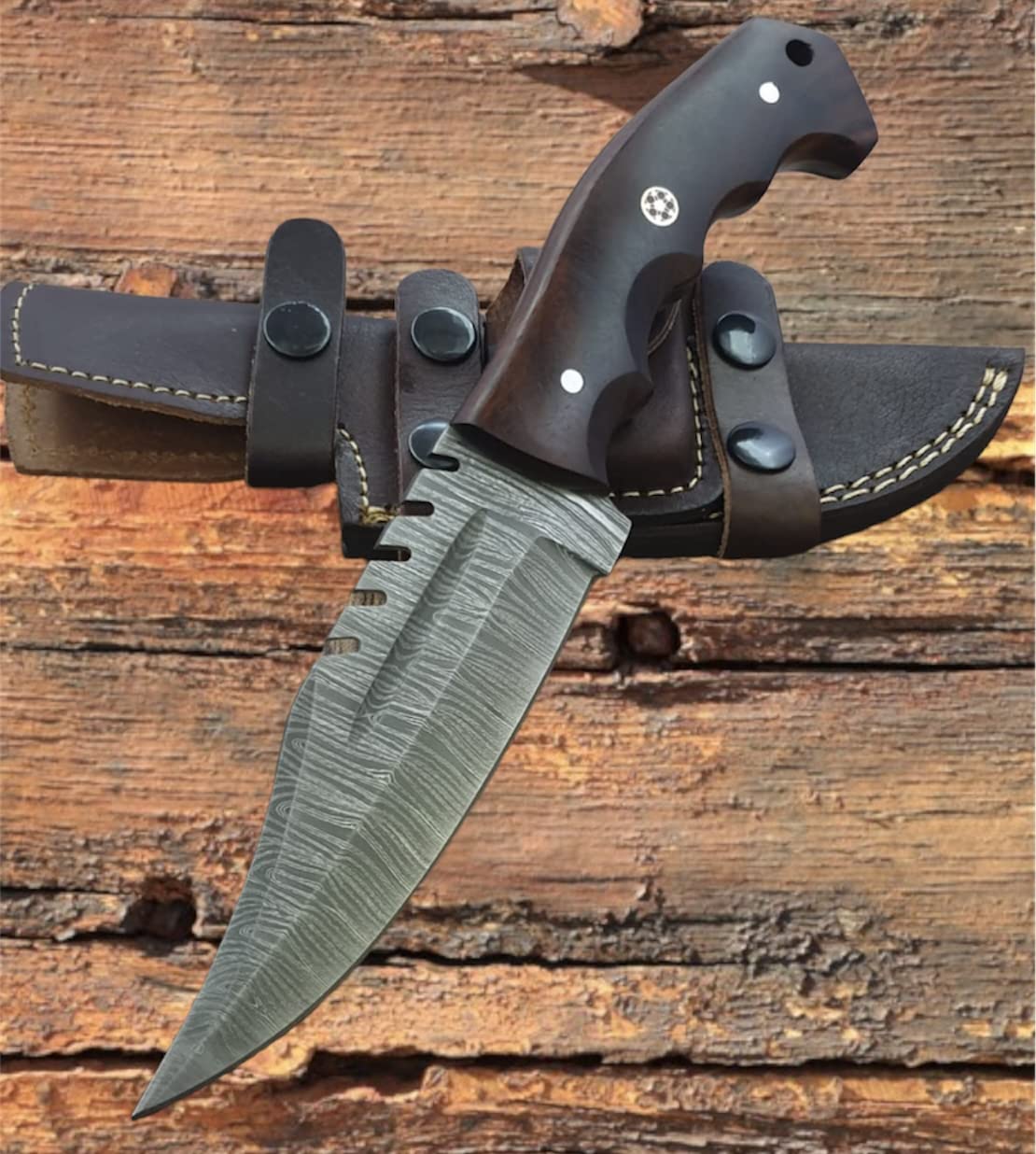 Poshland TR-1168 custom Handmade Damascus Steel 10 Inches Tactical Knife - Perfect grip Rose wood Handle
