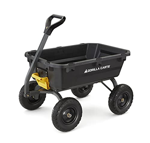gorilla carts 7gcg-NF 7 cu Ft Heavy-Duty Poly garden Dump cart with No-Flat Tires, Black (Amazon Exclusive)