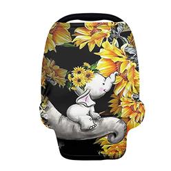 ZFRXIgN Elephant Sunflower Baby car Seat cover Nursing Breathable Scarf carseat canopy Multi-Use cover Ups for Stroller High cha