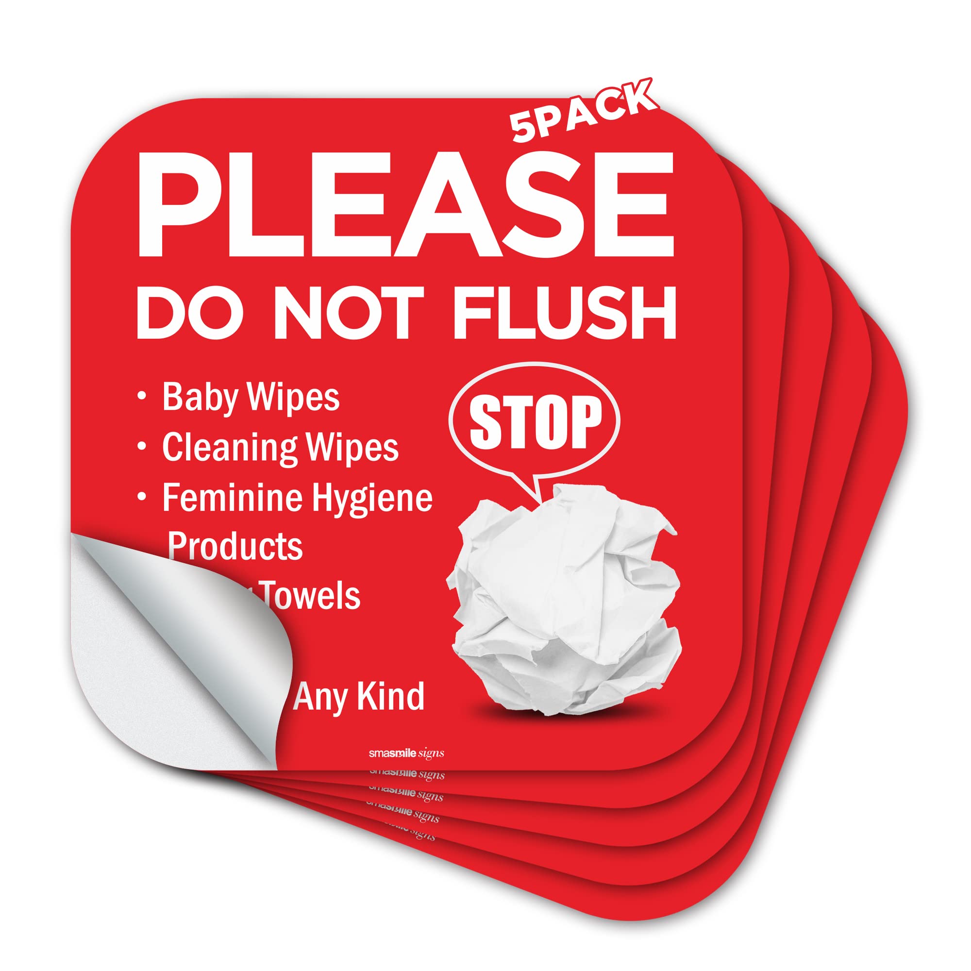 DO NOT FLUSH SANITARY PRODUCTS OR WET WIPES DOWN THE TOILET SIGN - Get signs