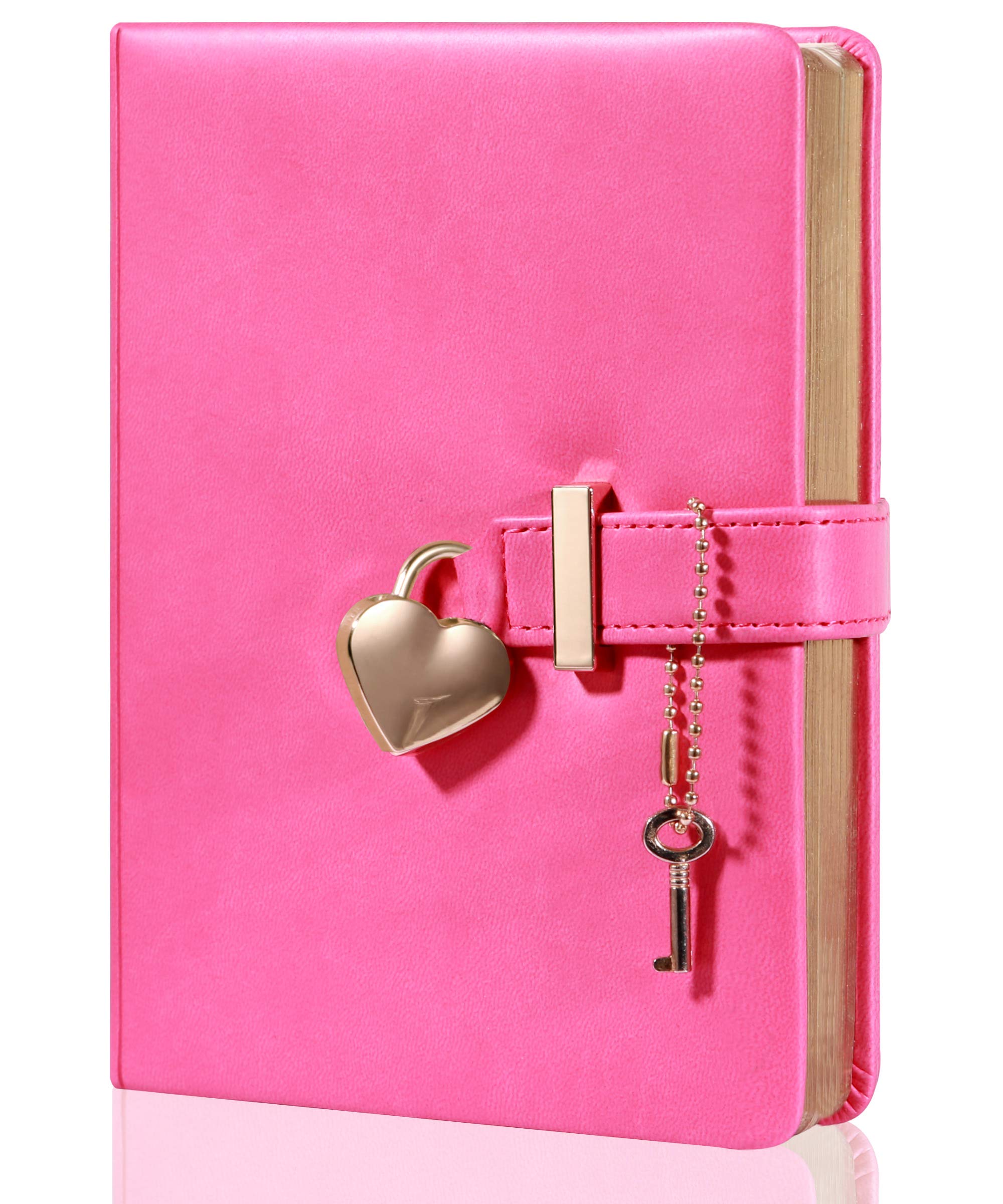 cagie Heart Shaped Lock Diary with Key for girls PU Leather cover Journal Personal Organizers Secret Notebook for Women, B6 Size 53x7 