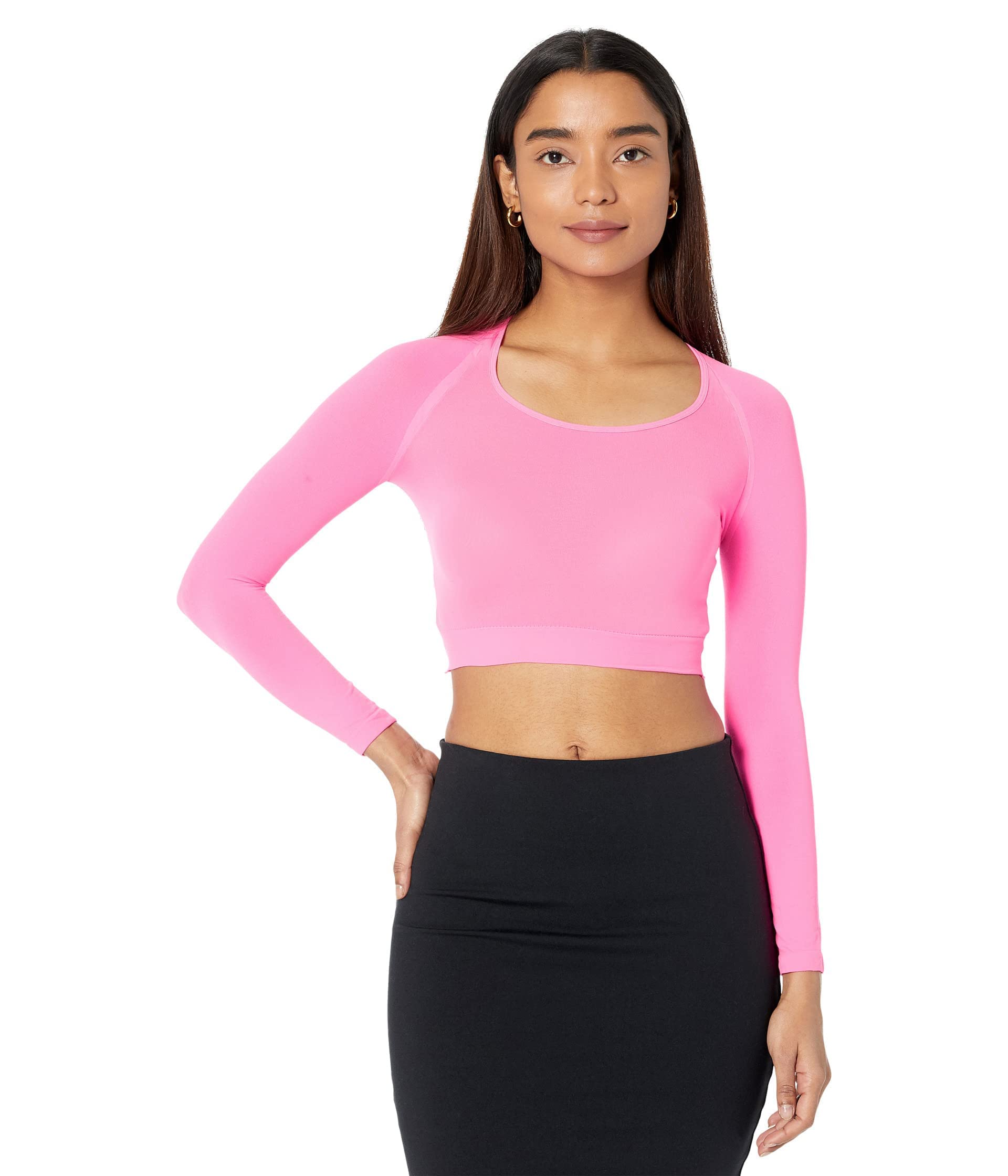 Spanx SPANX Womens Long Sleeve Arm TightsA Layering Piece, Opaque  Highlighter Pink 1X-2X