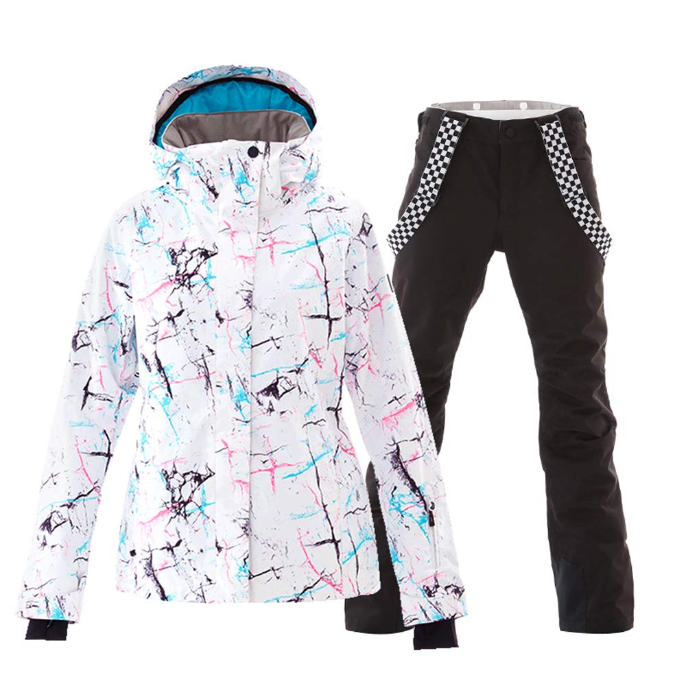 gS SNOWINg Womens Ski Jackets and Pants Set Windproof Waterproof Insulated Snowsuit Winter Warm Snowboarding Snow coat Black L