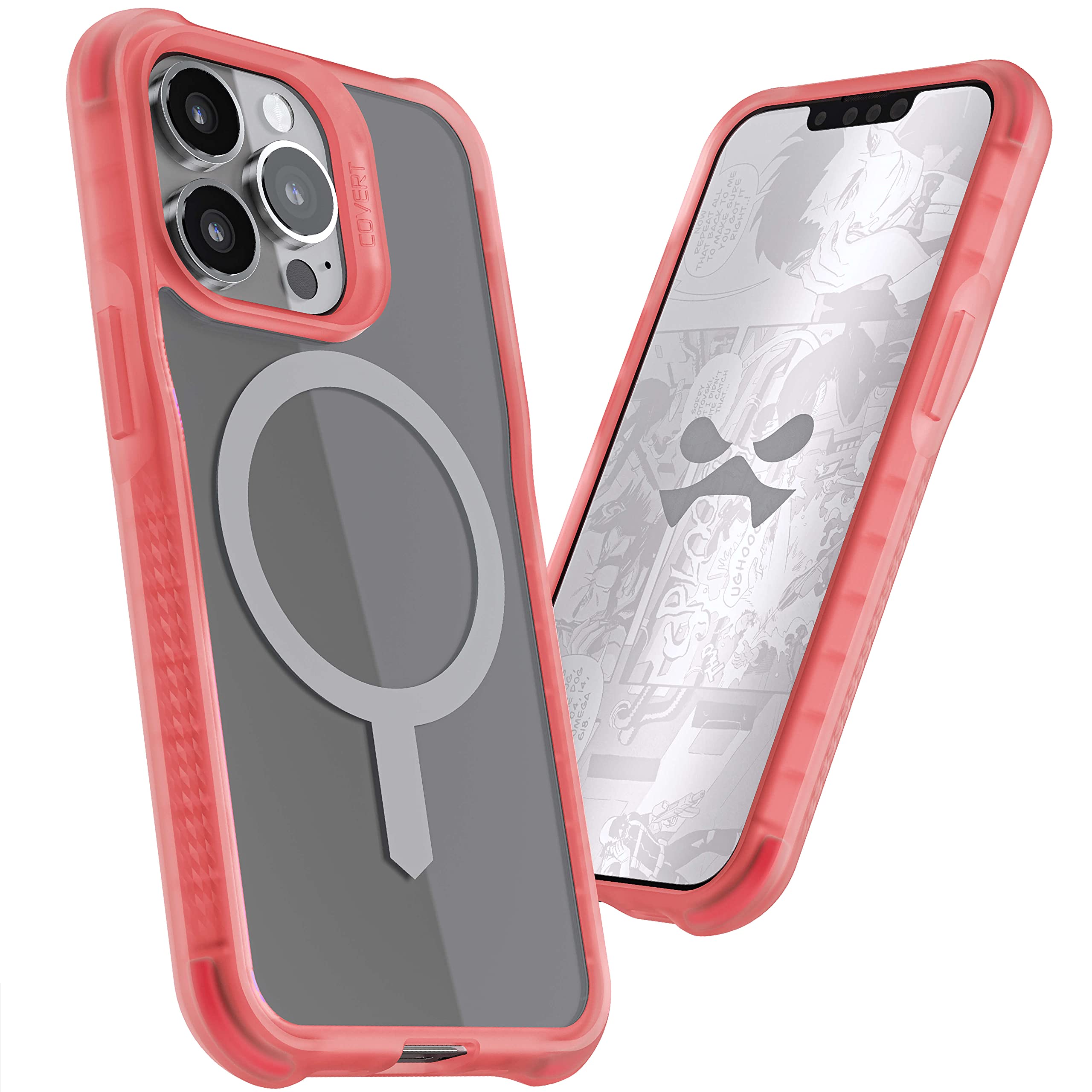 ghostek cOVERT Pink MagSafe iPhone 13 mini case for Women clear Protective Phone cover Anti-Yellowing compatible with Apple MagS