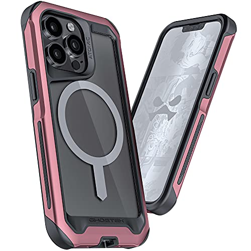 ghostek ATOMIc slim Pink iPhone 13 case for Women with MagSafe and Pink Aluminum Bumper cute girly Premium Phone covers Wireless