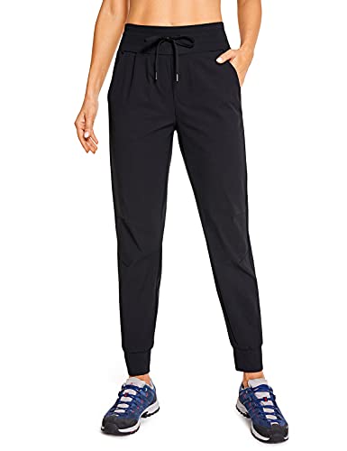 cRZ YOgA Athletic High Waisted Joggers for Women 275 - Lightweight Workout  Travel casual Outdoor Hiking Pants with Pockets Black