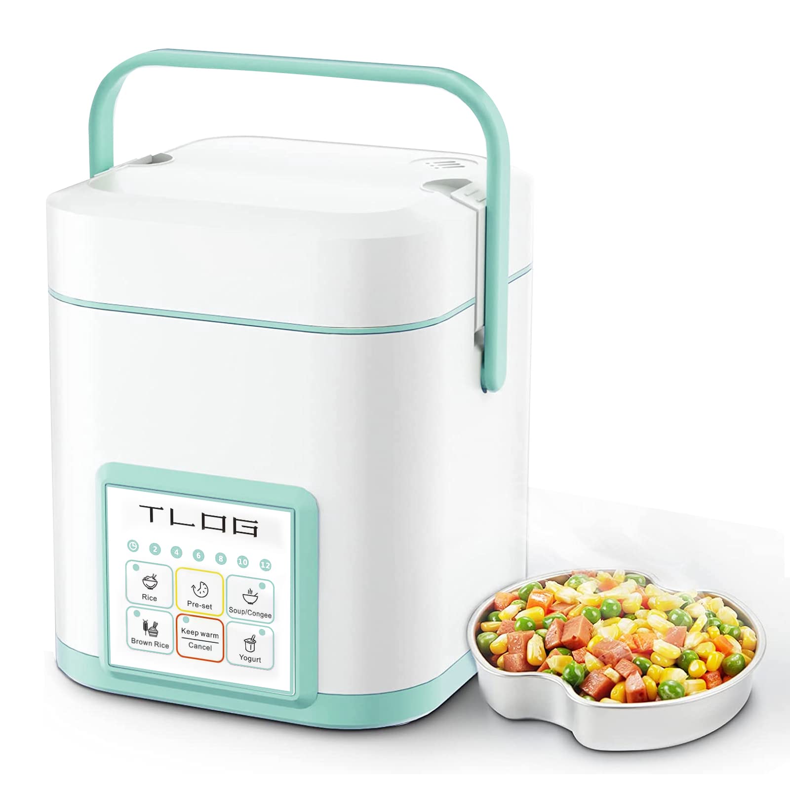 TLOG FD-EP-230201-1238 TLOg Mini Rice cooker 25 cups Uncooked, Healthy  ceramic coating Portable Rice cooker, 12L Travel Rice cooker Small for 1-3  Peopl