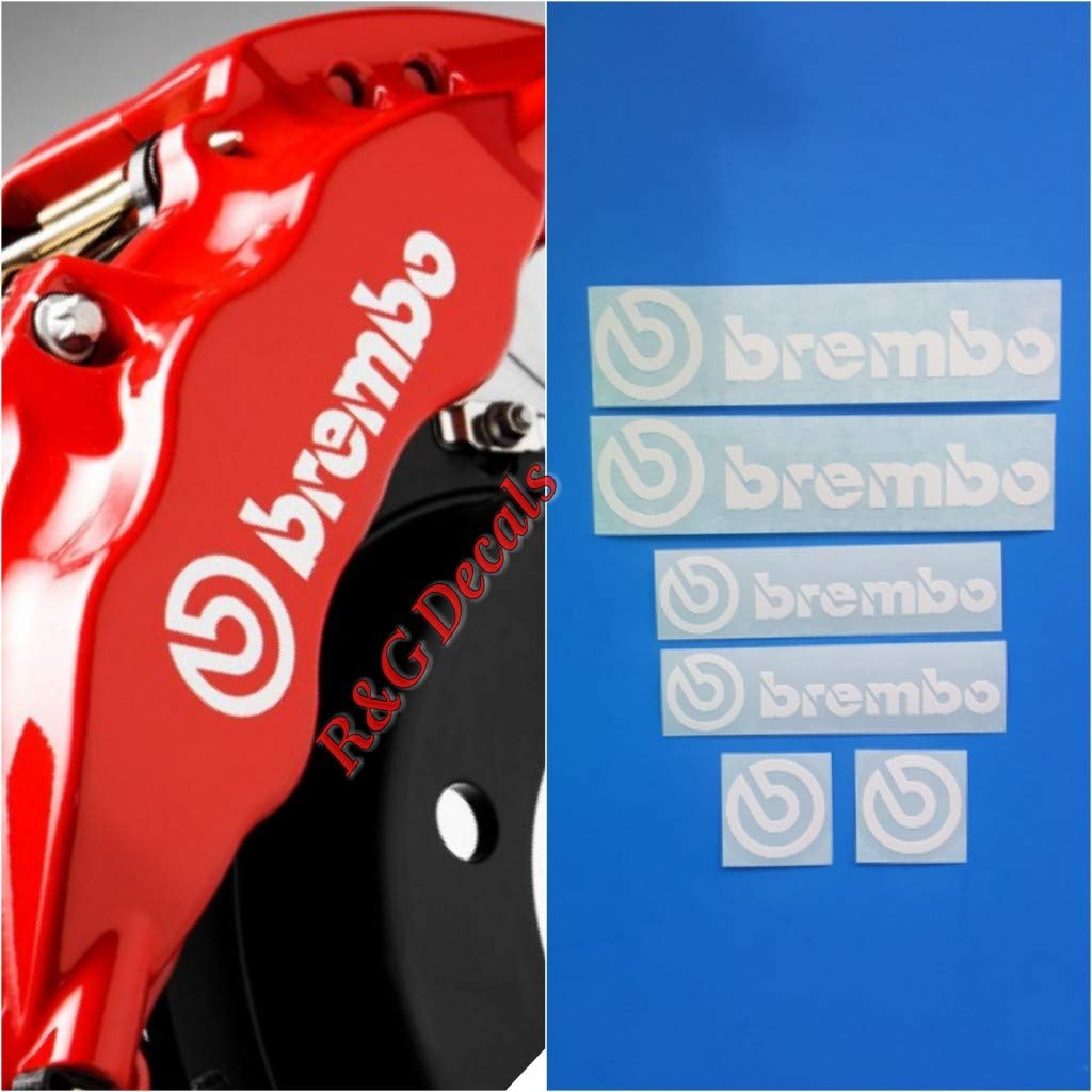 BREMBO Rg Brembo Decal combo Package for 6 Piston 4 Piston Brembo Logos Brake caliper Decal Sticker High Temp Set of 6 Decals Instructi