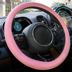 King Company Spurtar Steering Wheel cover, Soft Silicone Texture Steering Wheel covers, 14-15 Anti-Slip car Pink Steering Wheel cover, car St