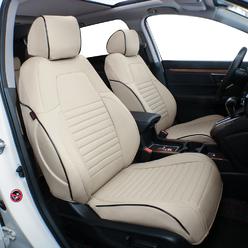 EKR custom Fit cRV Seat covers for Select Honda cRV 2012 2013 2014 -Full Set, Leather (Beige)