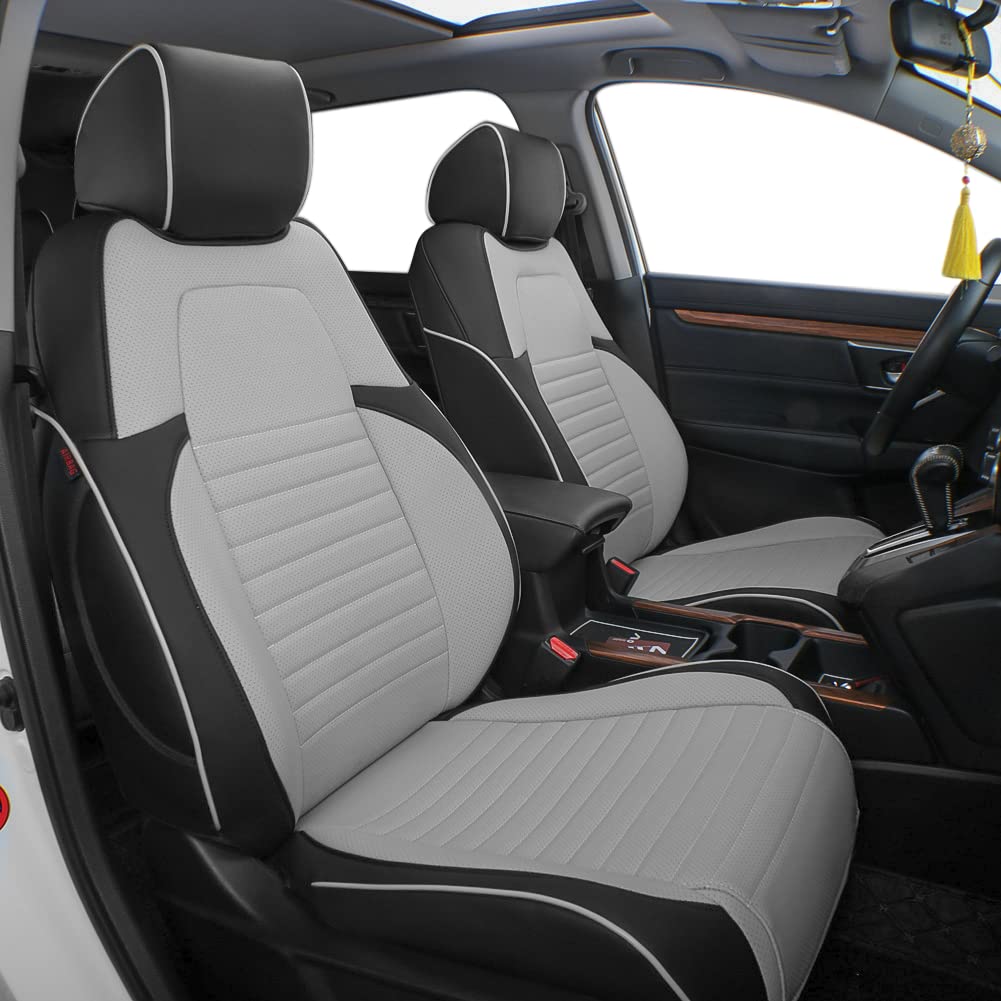 EKR custom Fit cRV Seat covers for Select Honda cRV 2015 2016 -Full Set, Leather (Blackgray)