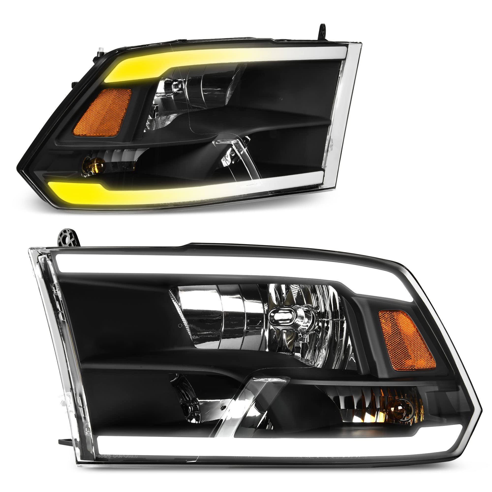 AUTOSAVER88 LED DRL Switchback Headlight Assembly compatible with 2009-2018 Dodge Ram 1500 2500 35002019-2022 Ram 1500 classic R