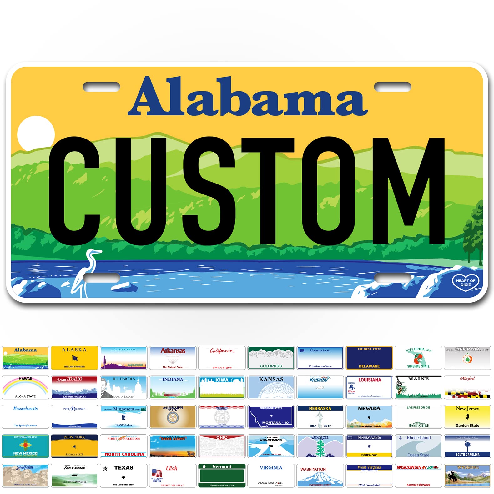 My Sign Center custom License Plates, Personalized License Plates for Front of car Vanity Plate 6x12 Inch - car Size - Rust-Free Metal - US 50 
