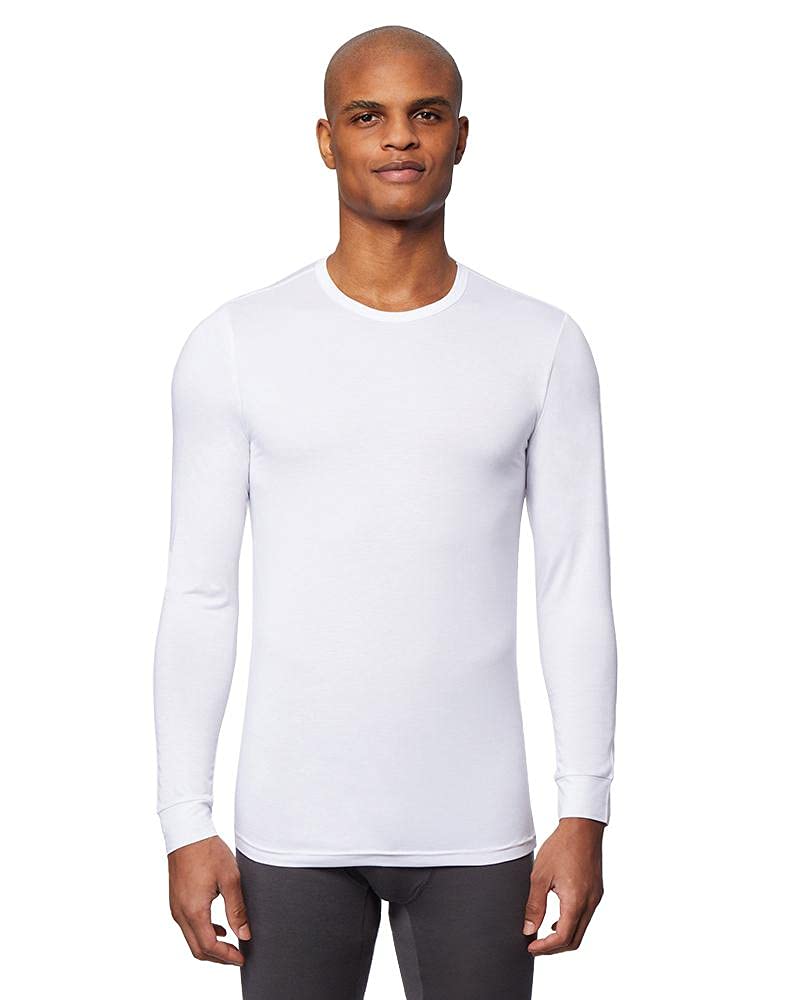 32 DEgREES Heat Mens Performance Thermal Baselayer crewneck Long Sleeve Top, White, XX-Large
