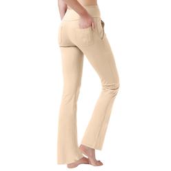 nuveti Womens High Waisted Boot cut Yoga Pants 4 Pockets Workout Pants Tummy control Women Bootleg Work Pants Dress Pants (Khaki