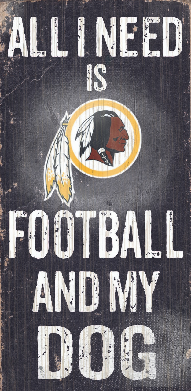 Fan Creations Washington Redskins Wood Sign - Football and Dog 6"x12"