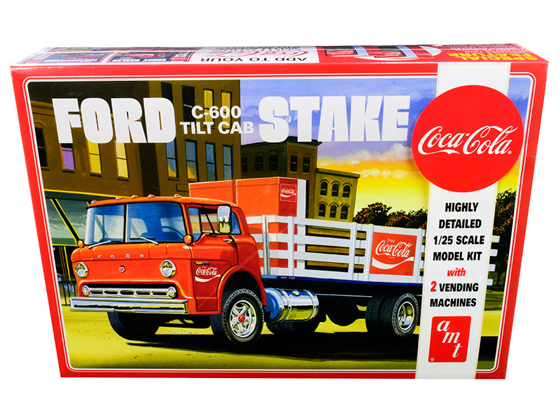 AMT Skill 3 Model Kit Ford C600 Stake Bed Truck with Two \Coca-Cola\" Vending Machines 1/25 Scale Model by AMT"