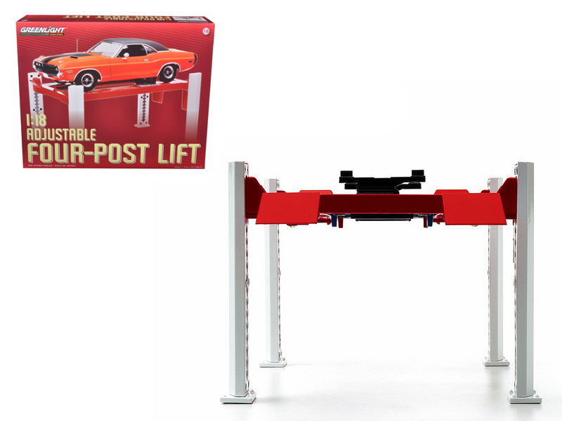 GreenLight Four Post Lift Red For 1/18 Scale Diecast Model Cars by Greenlight