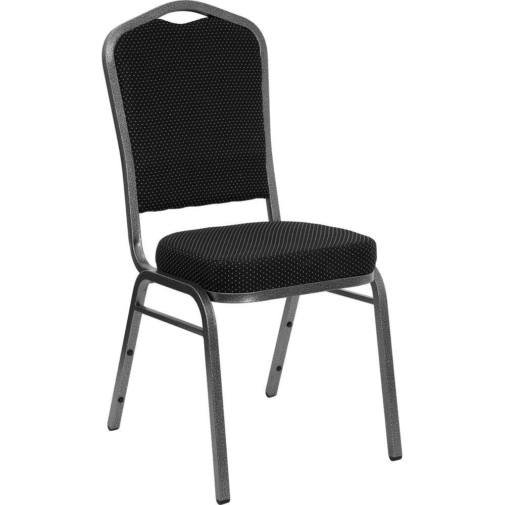 Flash Furniture HERCULES Series Crown Back Stacking Banquet Chair in Black Dot Patterned Fabric - Silver Vein Frame