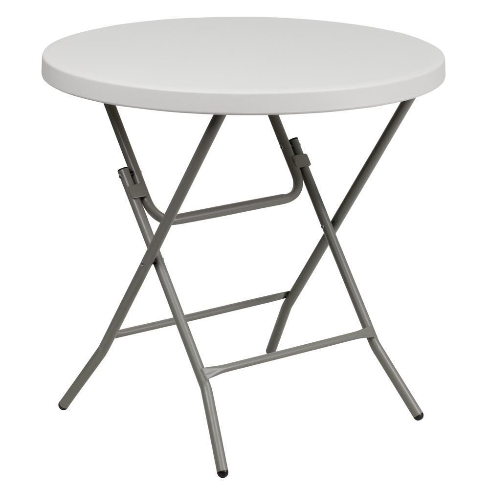 Flash Furniture 2.63-Foot Round Granite in White Plastic Folding Table