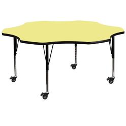 Flash Furniture XU-A60-FLR-YEL-T-P-CAS-GG Flash Furniture Activity Table,Flower Shape,Yellow,60" XU-A60-FLR-YEL-T-P-CAS-GG