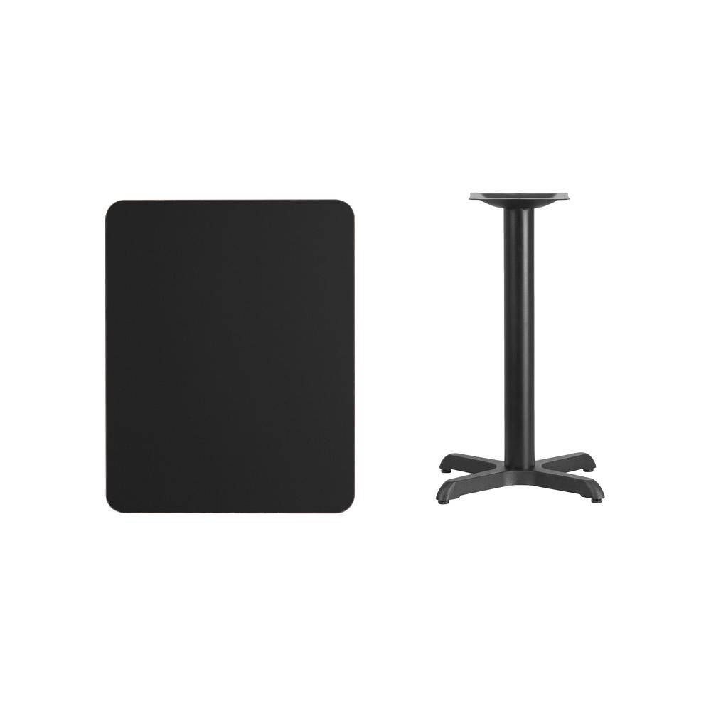 Flash Furniture 24'' x 30'' Rectangular Black Laminate Table Top with 22'' x 22'' Table Height Base