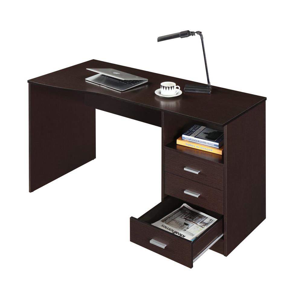 Techni Mobili Classic Computer Desk with Multiple Drawers. Color: Wenge