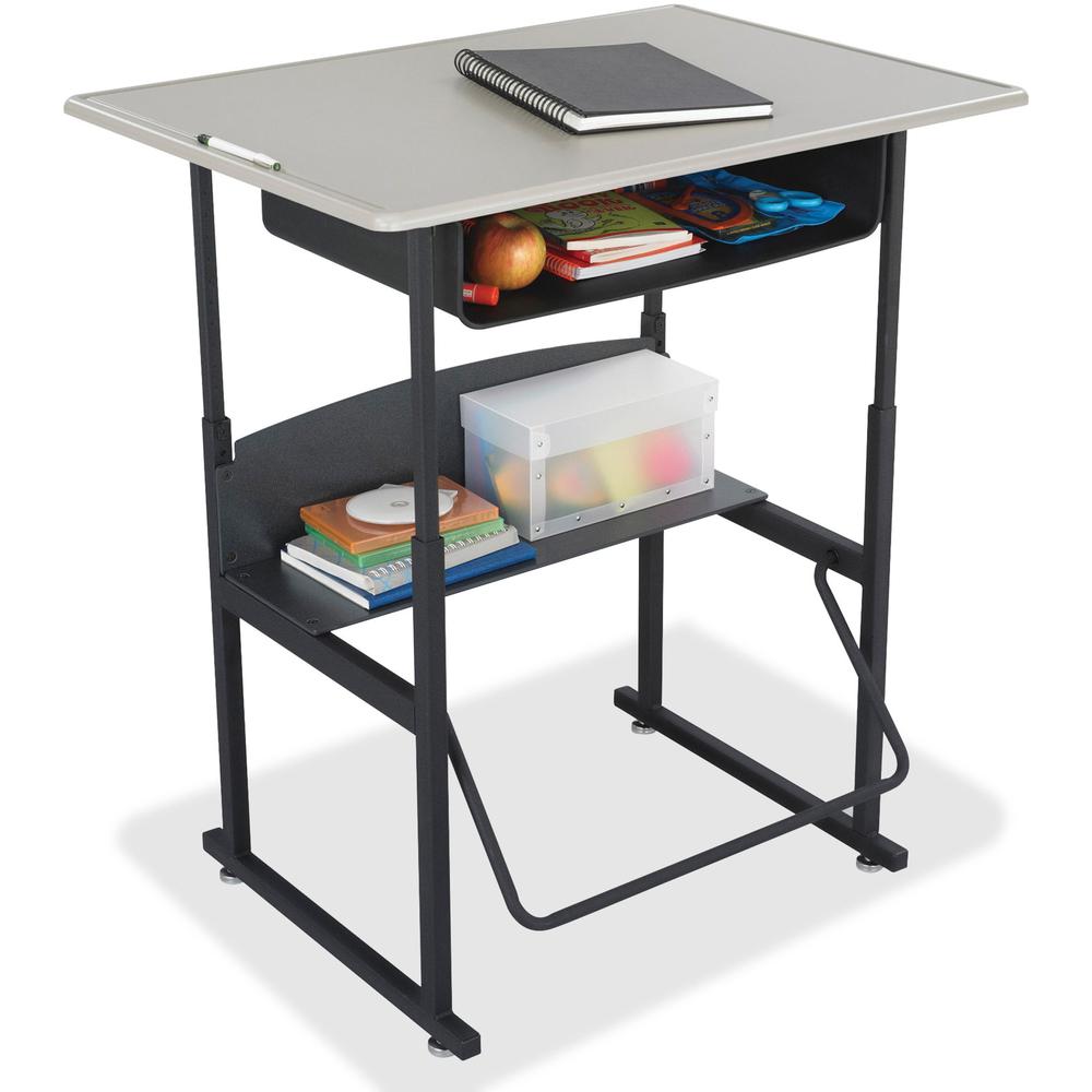 Safco AlphaBetter Adjustable-Height Stand-Up Desk, 36 x 24" Standard Top, Book Box and Swinging Footrest Bar