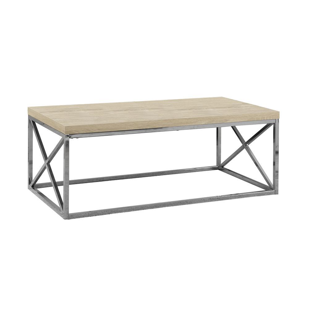 Monarch COFFEE TABLE - NATURAL WITH CHROME METAL