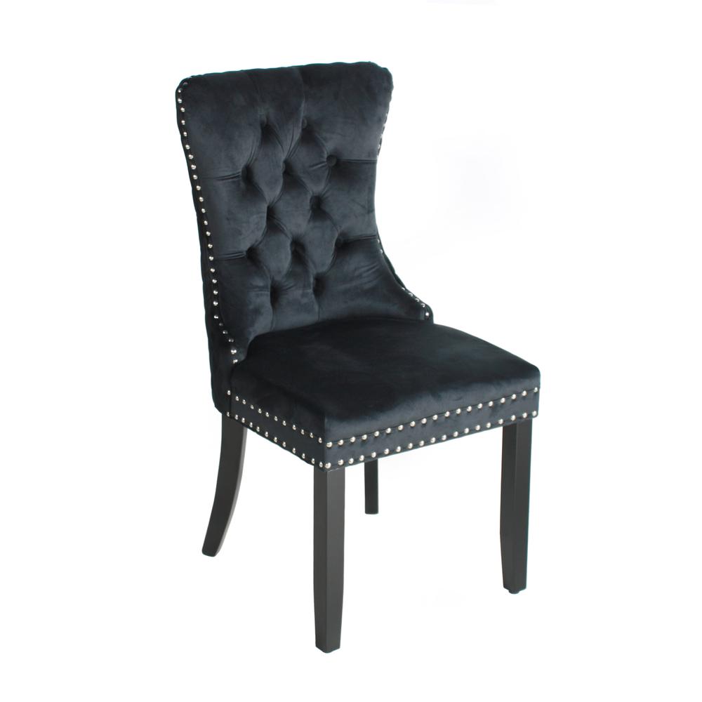 Better Homes Better Home VEL-CHAIR-2022-BLK Sofia Velvet Upholstered Tufted Dining Chair Set, Black