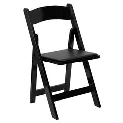 Flash Furniture HERCULES Series Black Wood Folding Chair with Vinyl Padded Seat