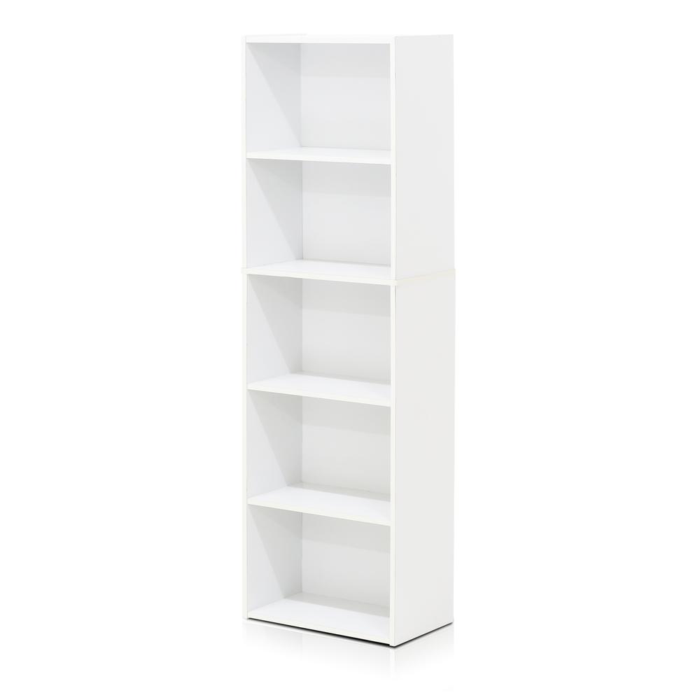 Furinno Luder 5-Tier Reversible Color Open Shelf Bookcase - White