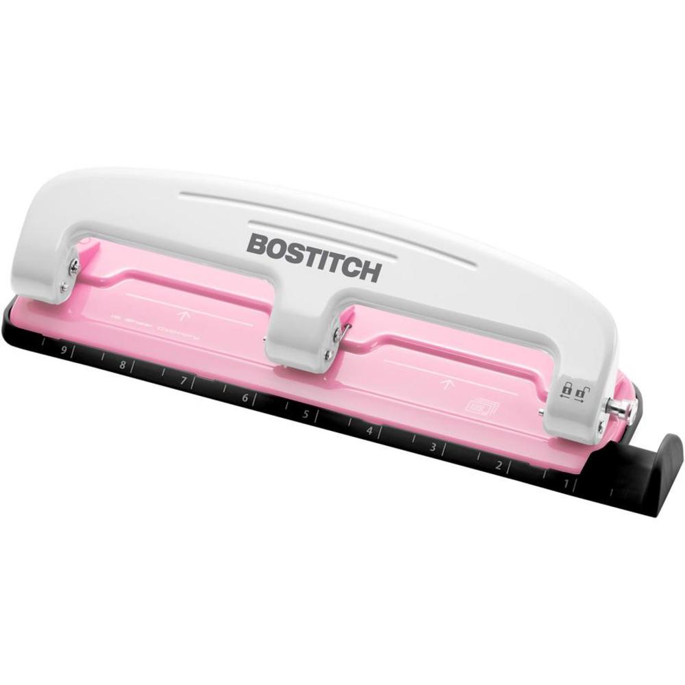 Stanley Bostitch Bostitch EZ Squeeze&trade; InCourage 12 Three-Hole Punch - 3 Punch Head(s) - 12 Sheet - 9/32" Punch Size - Round Shape - 3" x 1.