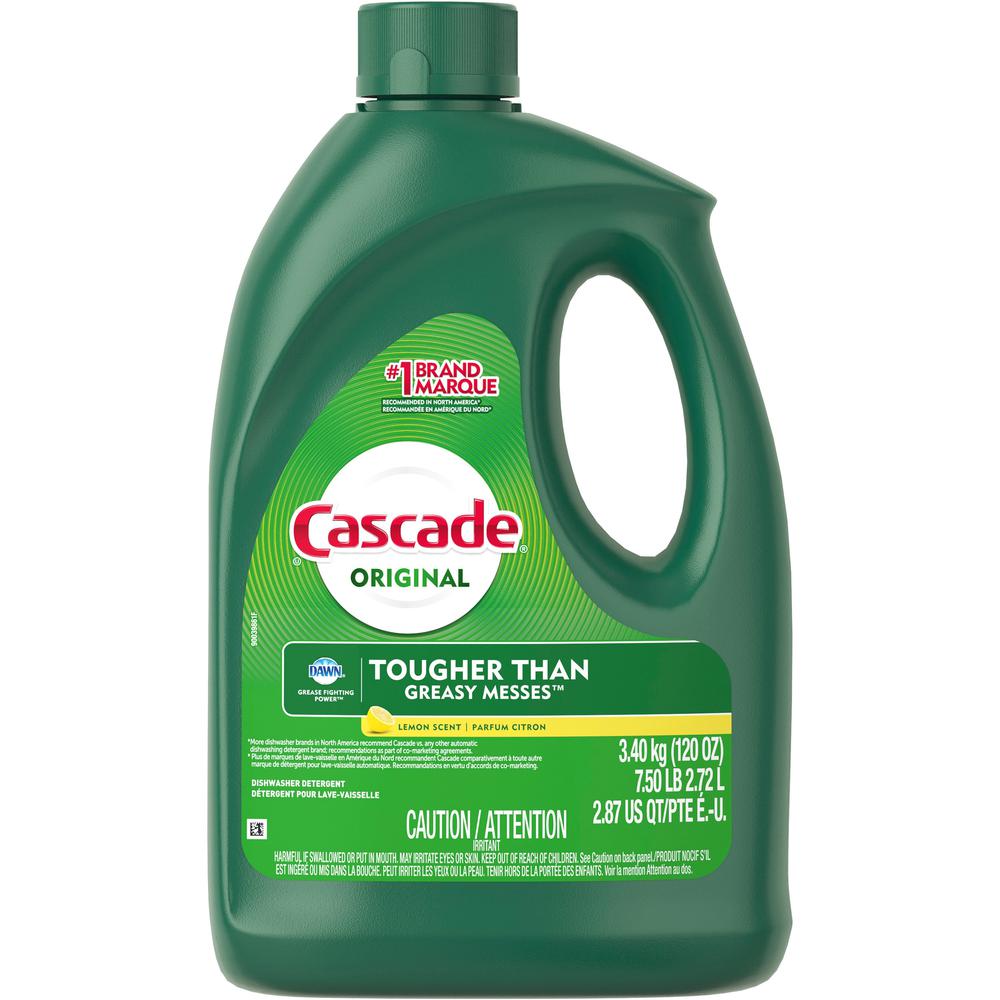 Cascade Gel Dishwasher Detergent - Gel - 120 oz (7.50 lb) - Lemon Scent - 4 / Carton - White