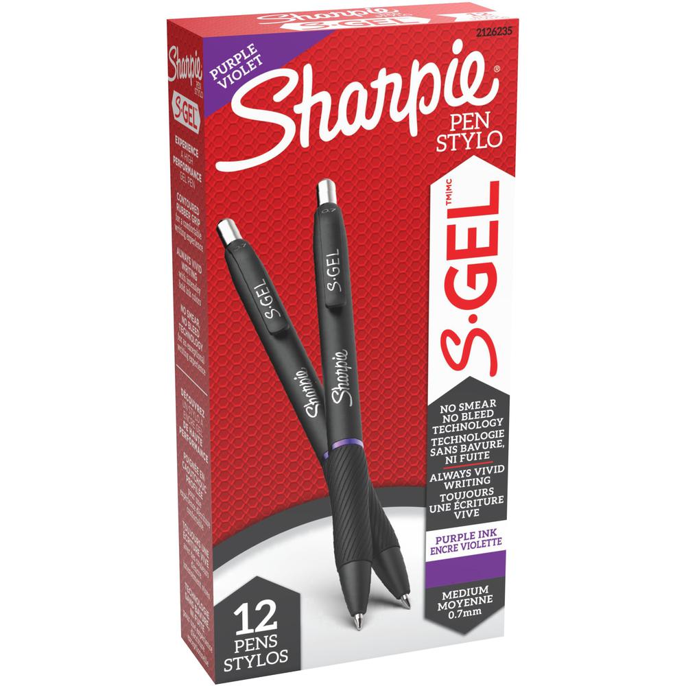 Sharpie Paper-Mate SAN2126235 0.7 mm S-Gel Retractable Gel Pen, Purple - Pack of 12