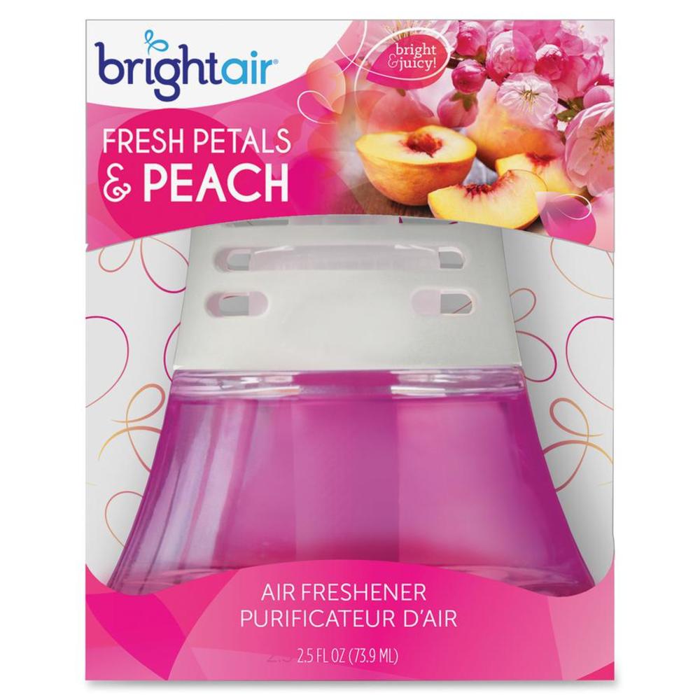 Bright Air Fresh Peach Scented Oil Air Freshener - Oil - 2.5 fl oz (0.1 quart) - Fresh Petals & Peach - 45 Day - 6 / Carton - Lo