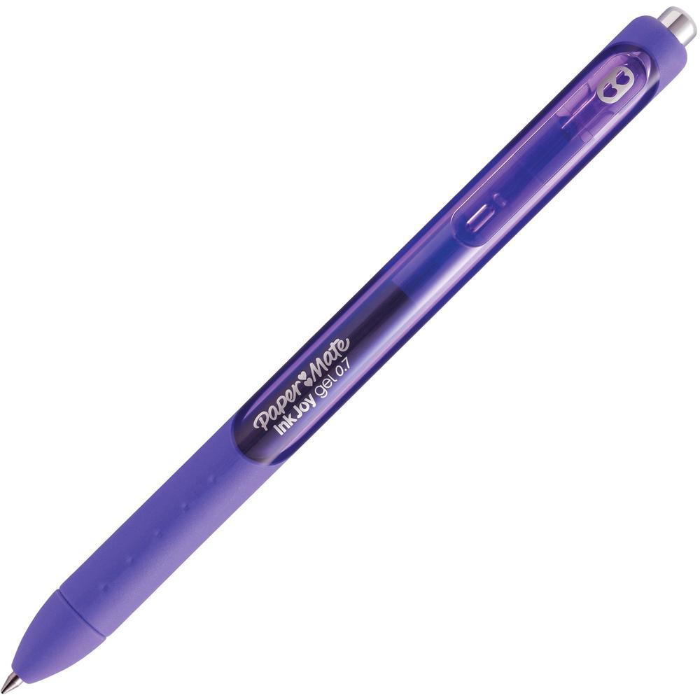 Paper-Mate Paper Mate InkJoy Gel Pen - 0.7 mm Pen Point Size - Retractable - Purple - Purple Barrel - 1 Dozen