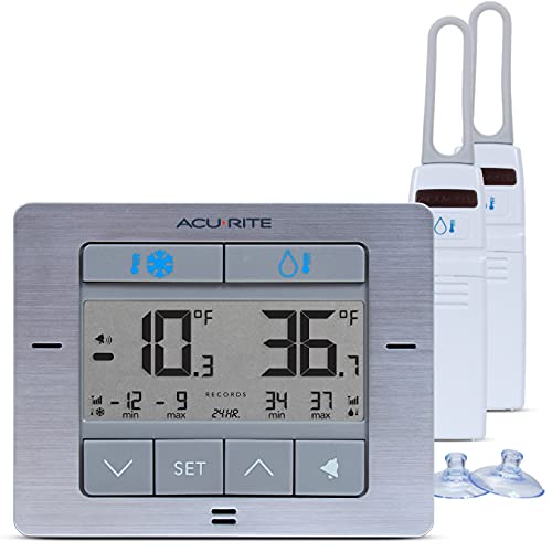 Chaney Instruments AcuRite Digital Wireless Fridge and Freezer Thermometer with Alarm, Max/Min Temperature for Home and Restaurants (00515M) 4.25"