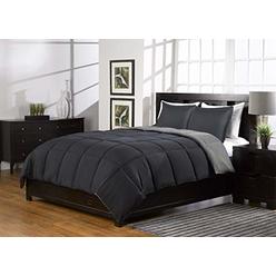 Karalai Bedding Coll 3 Pc Super Soft Grey And Black Reversible Comforter Queen Bed Set Down Alternative Queen Size Bedding Set With 2 Reversible Sham