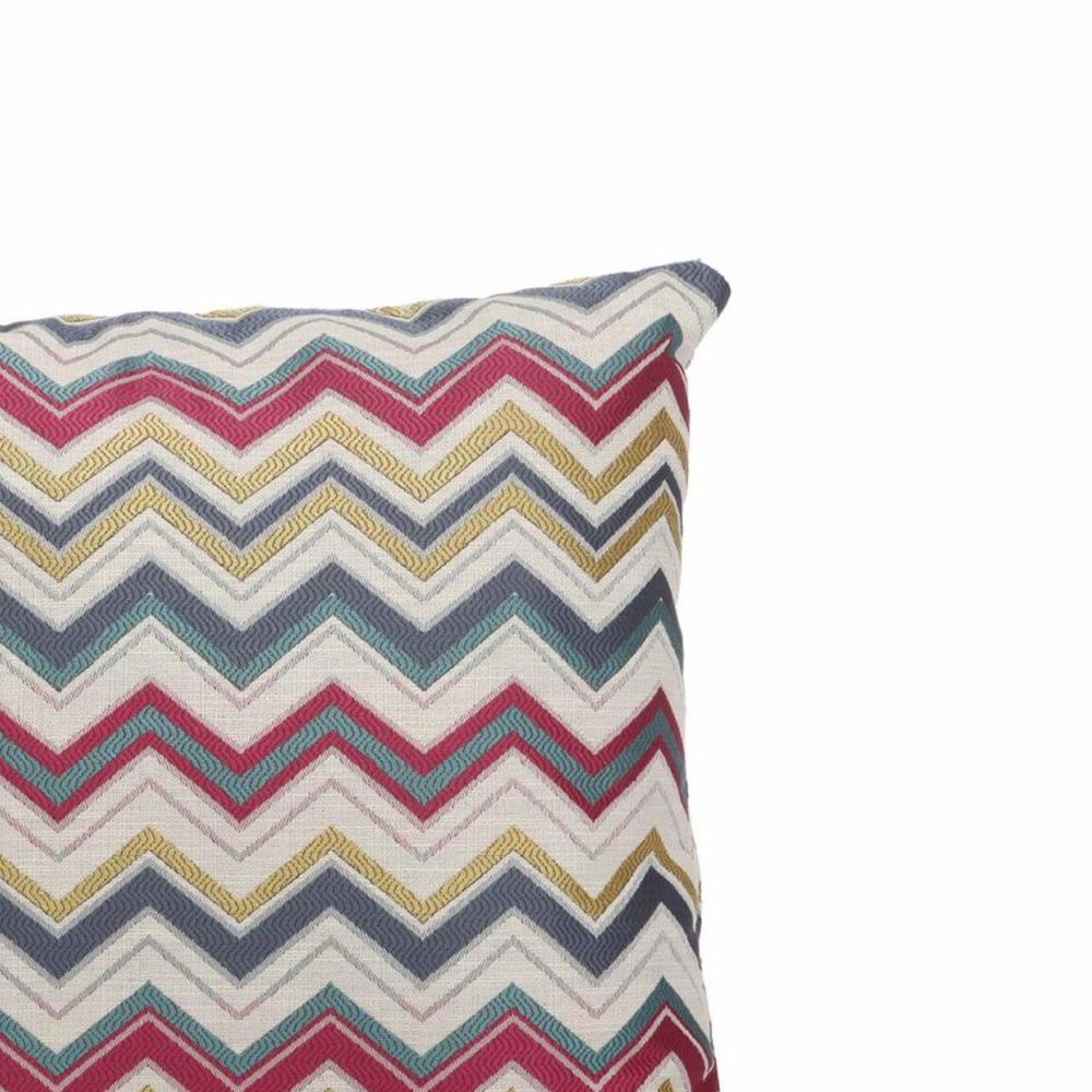 Benjara Woven Design Fabric Accent Pillow in Zigzag Pattern, Multicolor