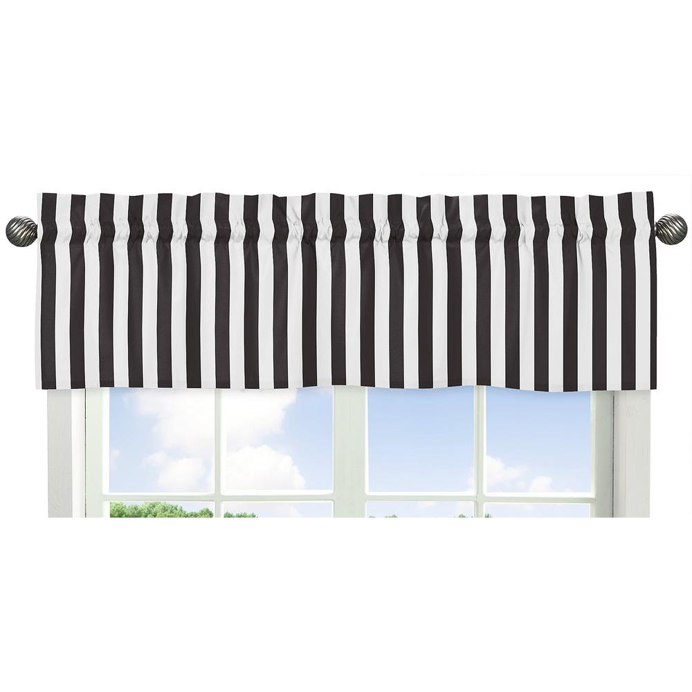 Sweet Jojo Designs Black and White Stripe Window Valance for Paris Collection