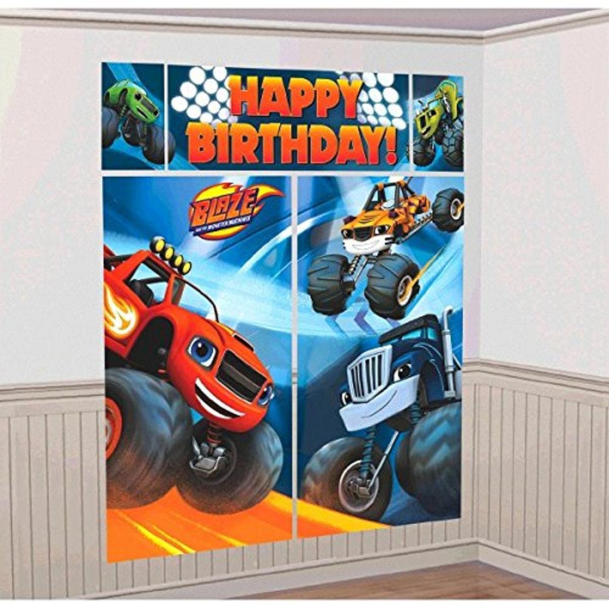 Amscan Blaze and the Monster Machines Scene Setters Wall Decorating Kit, Birthday