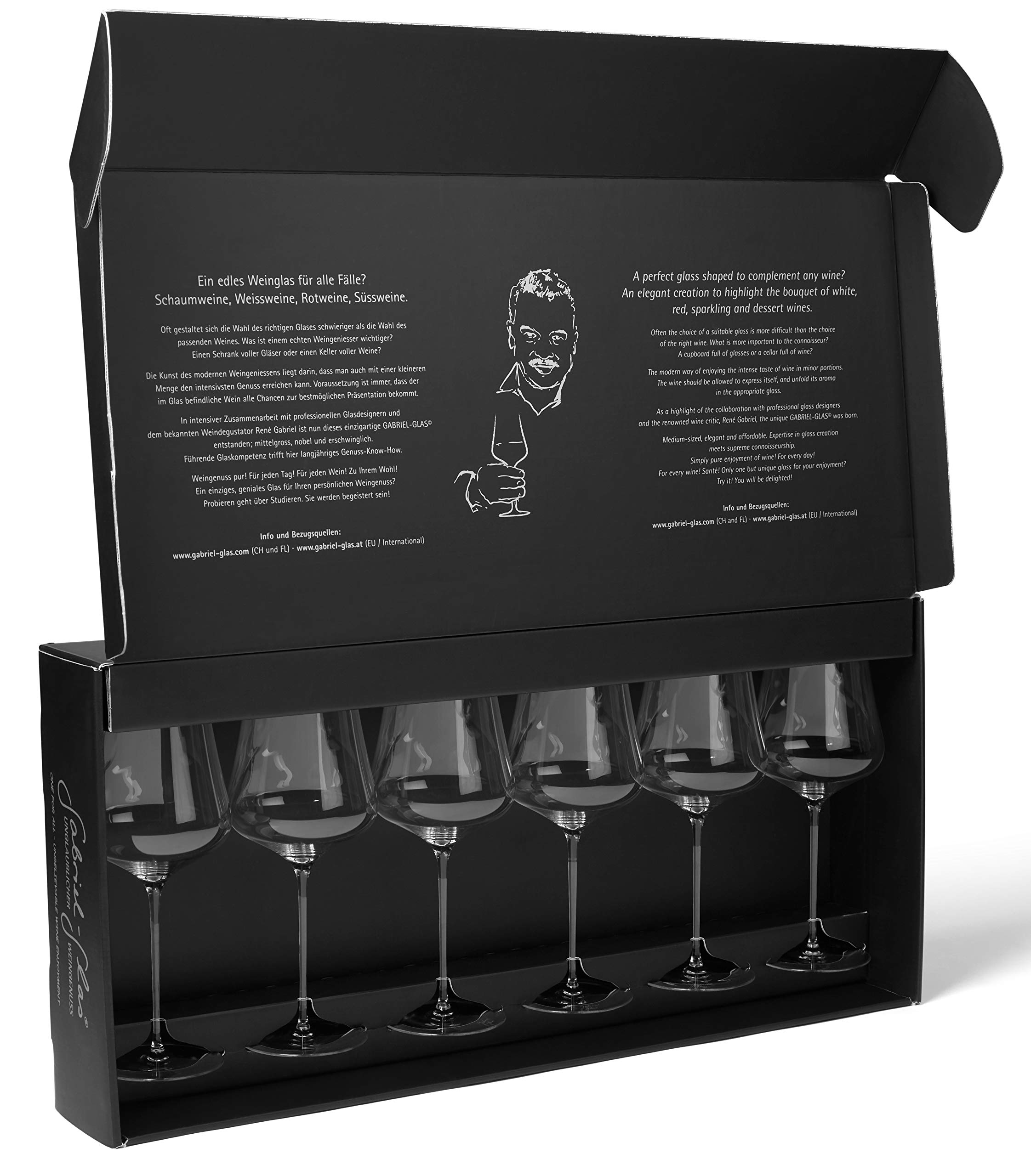 Gabriel-Glas, Austrian Lead-Free Crystal Wine Glasses, StandArt Edition, Gift Box, Set of 6
